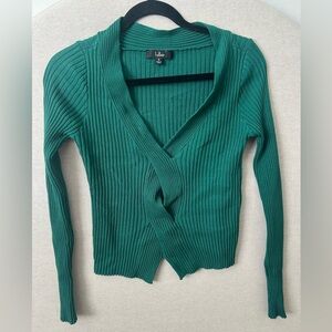 NWOT- Lulus- Elevated Vibes Emerald Green Ribbed Long Sleeve Sweater Top- Size S